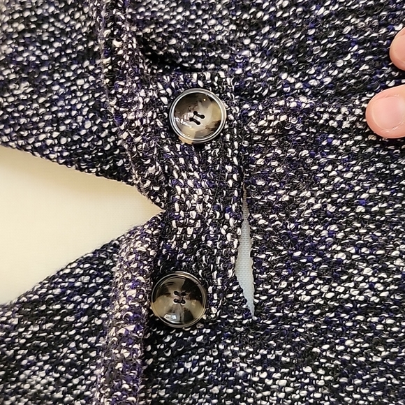 NWT BCBGeneration Black, Purple & White Tweed Wool Pea Coat Size: S - Picture 5 of 15